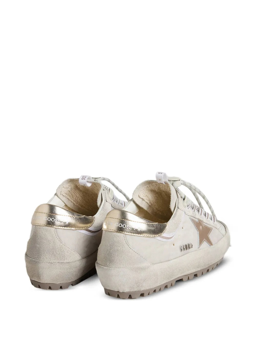 Golden Goose Super-Star Ski In Light Gray Nylon With Metallic Leather — White — Size US M 3.5 - US W 5 — Top View