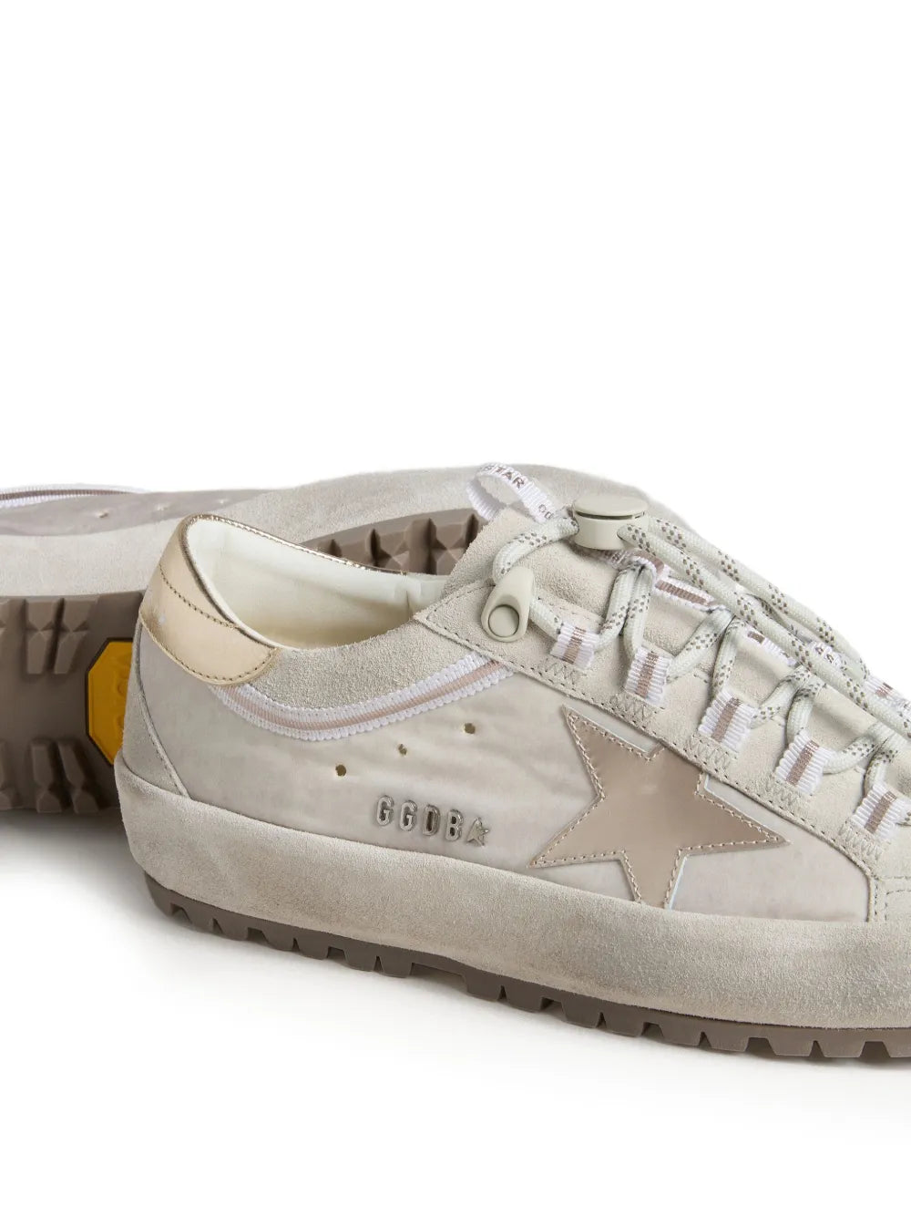 Golden Goose Super-Star Ski In Light Gray Nylon With Metallic Leather — White — Size US M 3.5 - US W 5 — Back View