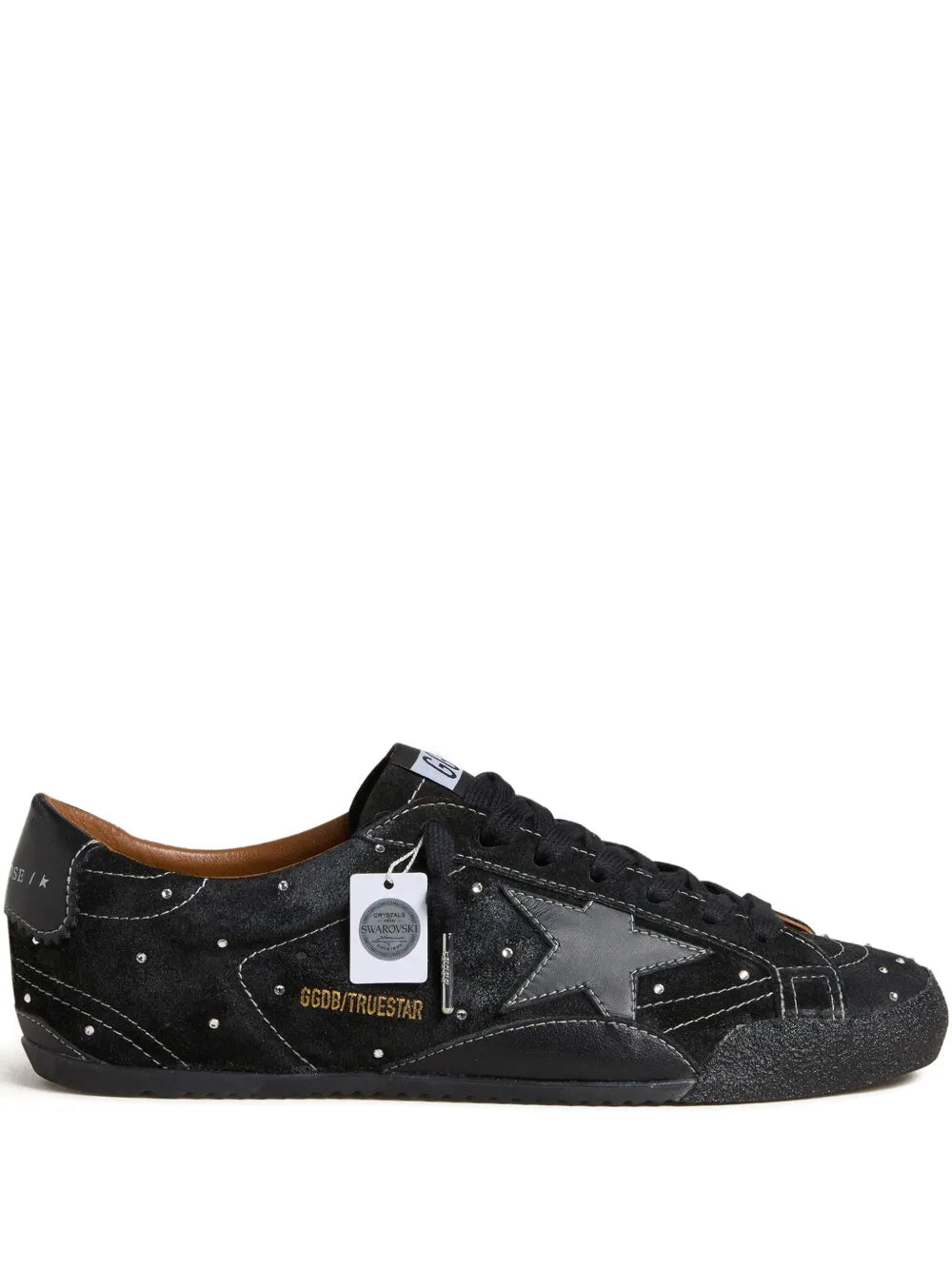 Golden Goose True-Star In Black Suede With Swarovski Crystals — Black — Size US M 3.5 - US W 5 — Front View