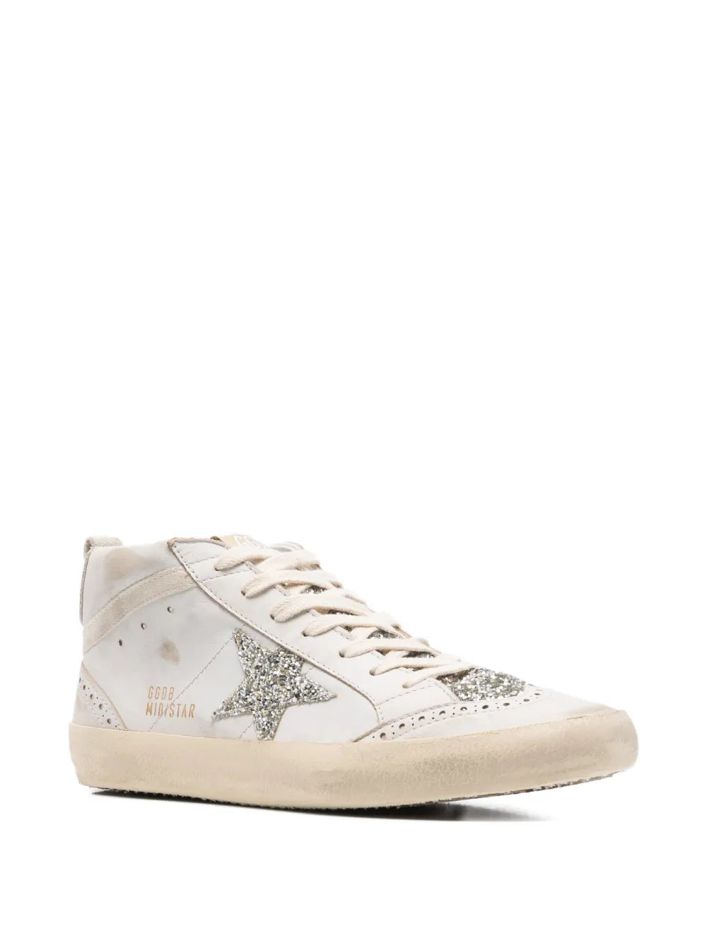 Golden Goose Mid Star Glitter-Star Round-Toe — Beige — Size US M 3.5 - US W 5 — Side View