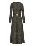 Oscar De La Renta Heart Belt Midi Dress — Black/ White — Size S — Front View