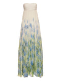 Oscar De La Renta Allium Chiffon Gown — Beige — Size XS — Front View