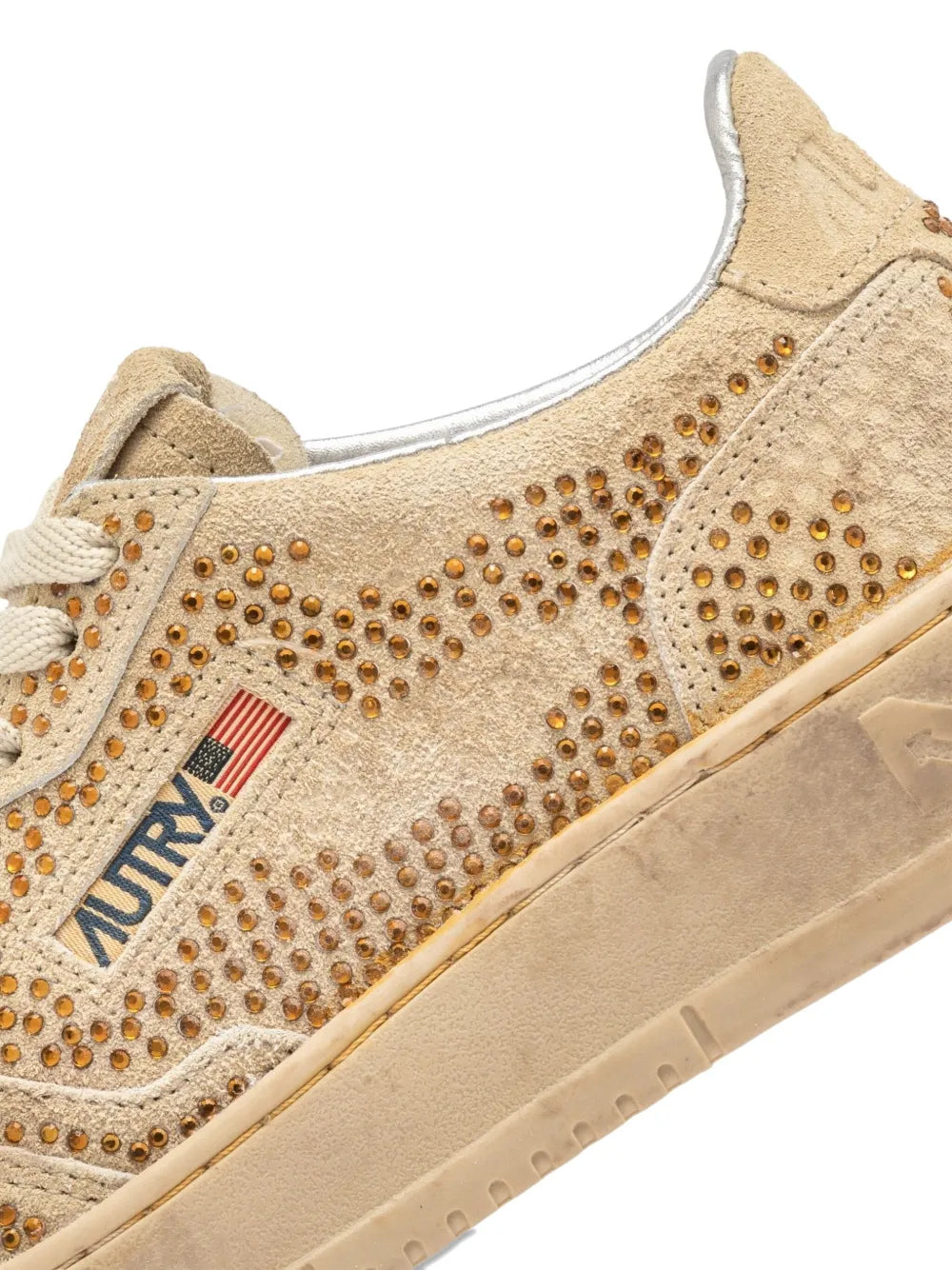 Autry Medalist Low Sue Strass — Cream — Size US M 3.5 - US W 5 — Detail View