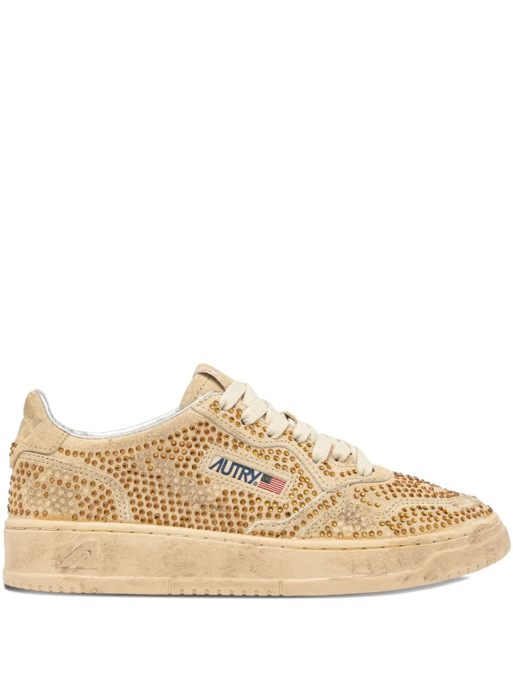 Autry Medalist Low Sue Strass — Cream — Size US M 3.5 - US W 5 — Front View