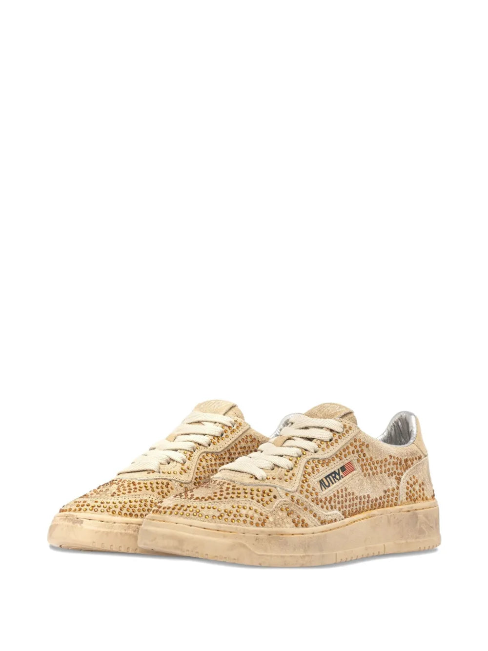 Autry Medalist Low Sue Strass — Cream — Size US M 3.5 - US W 5 — Side View