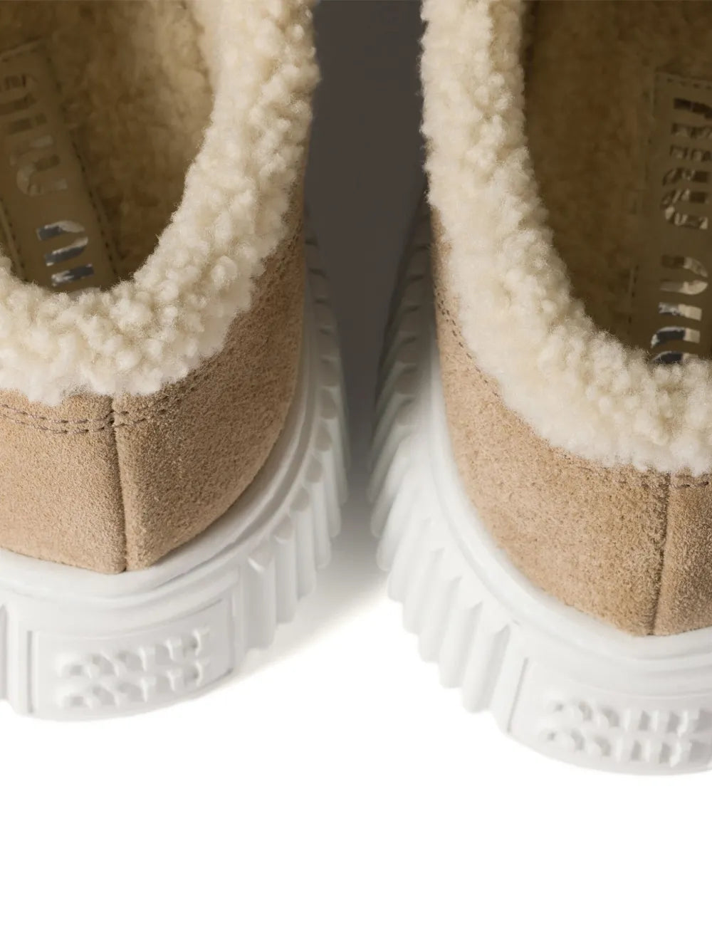 Miu Miu Logo-Embroidered Suede — Beige — Size US M 3.5 - US W 5 — Back View