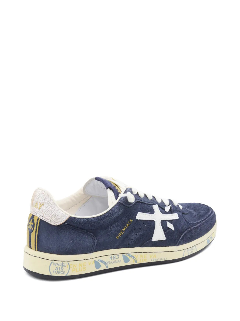 Premiata Basket Clay 7708 Suede Lace-Up — Blue — Size US M 3.5 - US W 5 — Top View