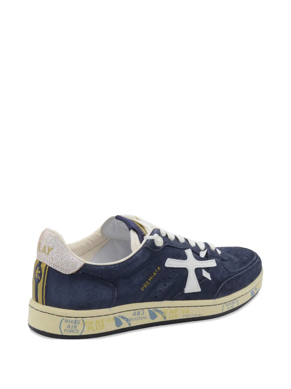 Premiata Basket Clay 7708 Suede Lace-Up — Blue — Size US M 3.5 - US W 5 — Detail View