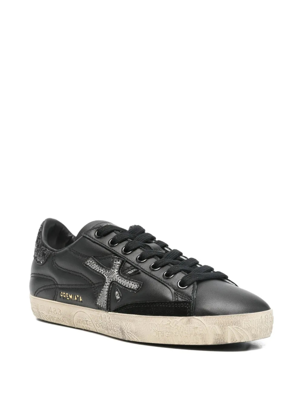 Premiata Steven Glitter-Panel — Black — Size US M 3.5 - US W 5 — Side View