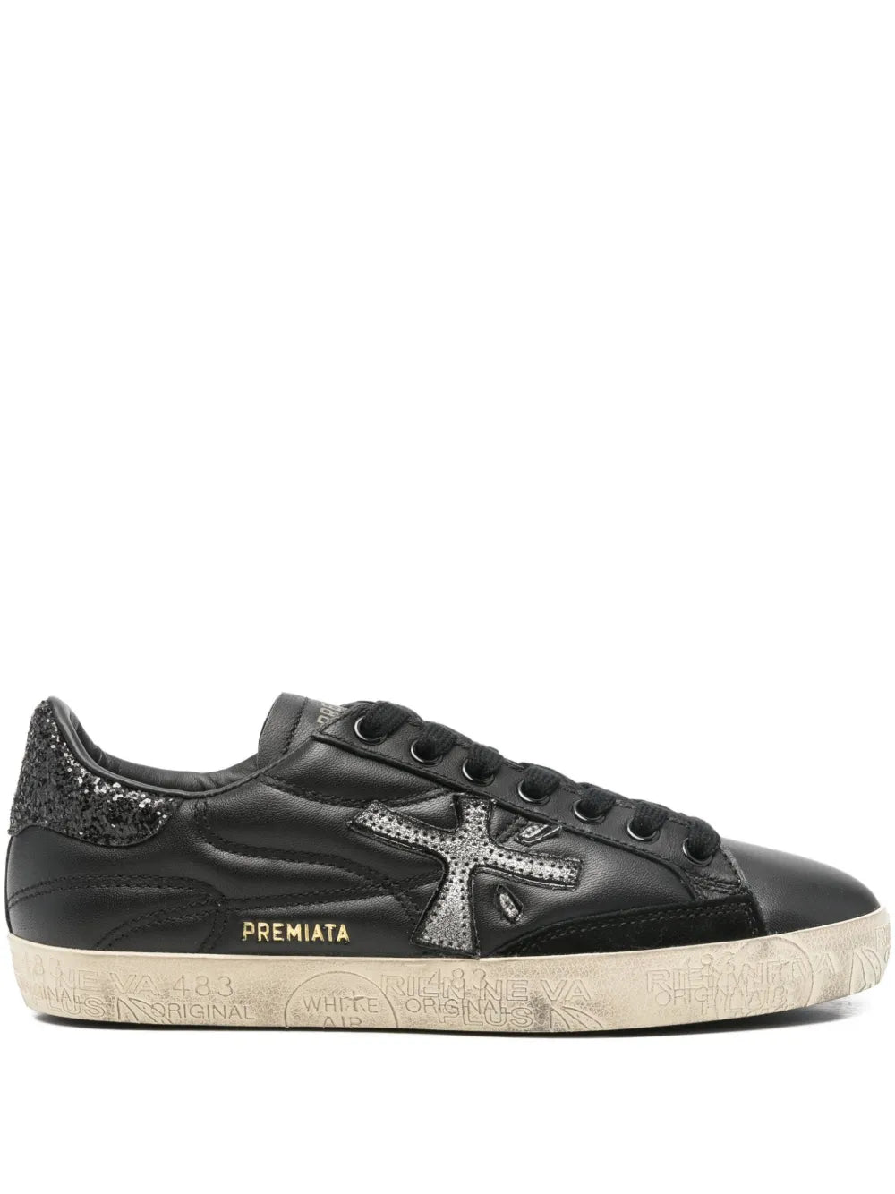Premiata Steven Glitter-Panel — Black — Size US M 3.5 - US W 5 — Front View