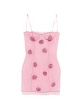 Oseree Rose Balconette Mini Dress — Pink — Size M — Front View
