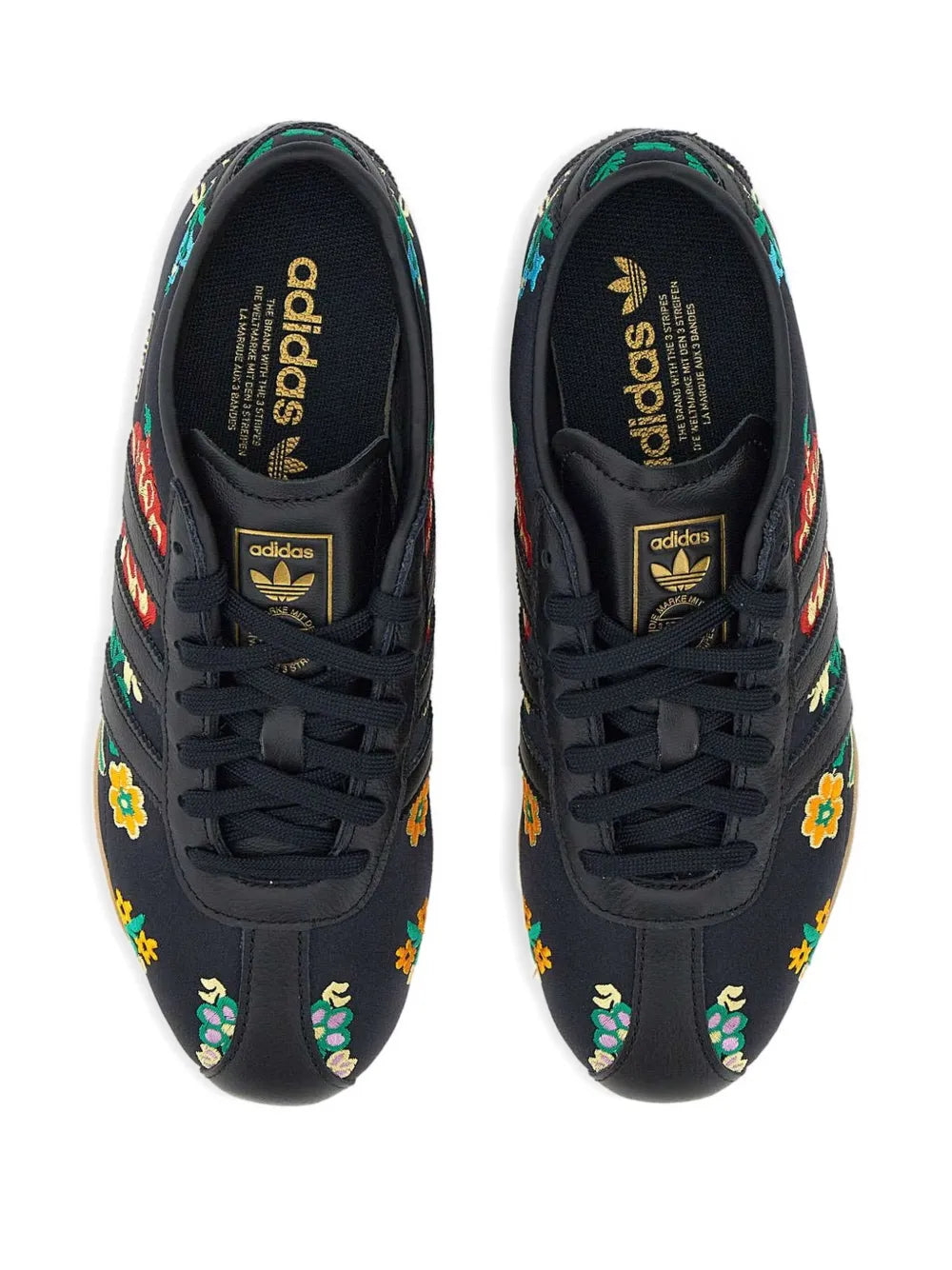 adidas Floral-Embroidered Lace-Up — Black — Size US M 3.5 - US W 5 — Top View