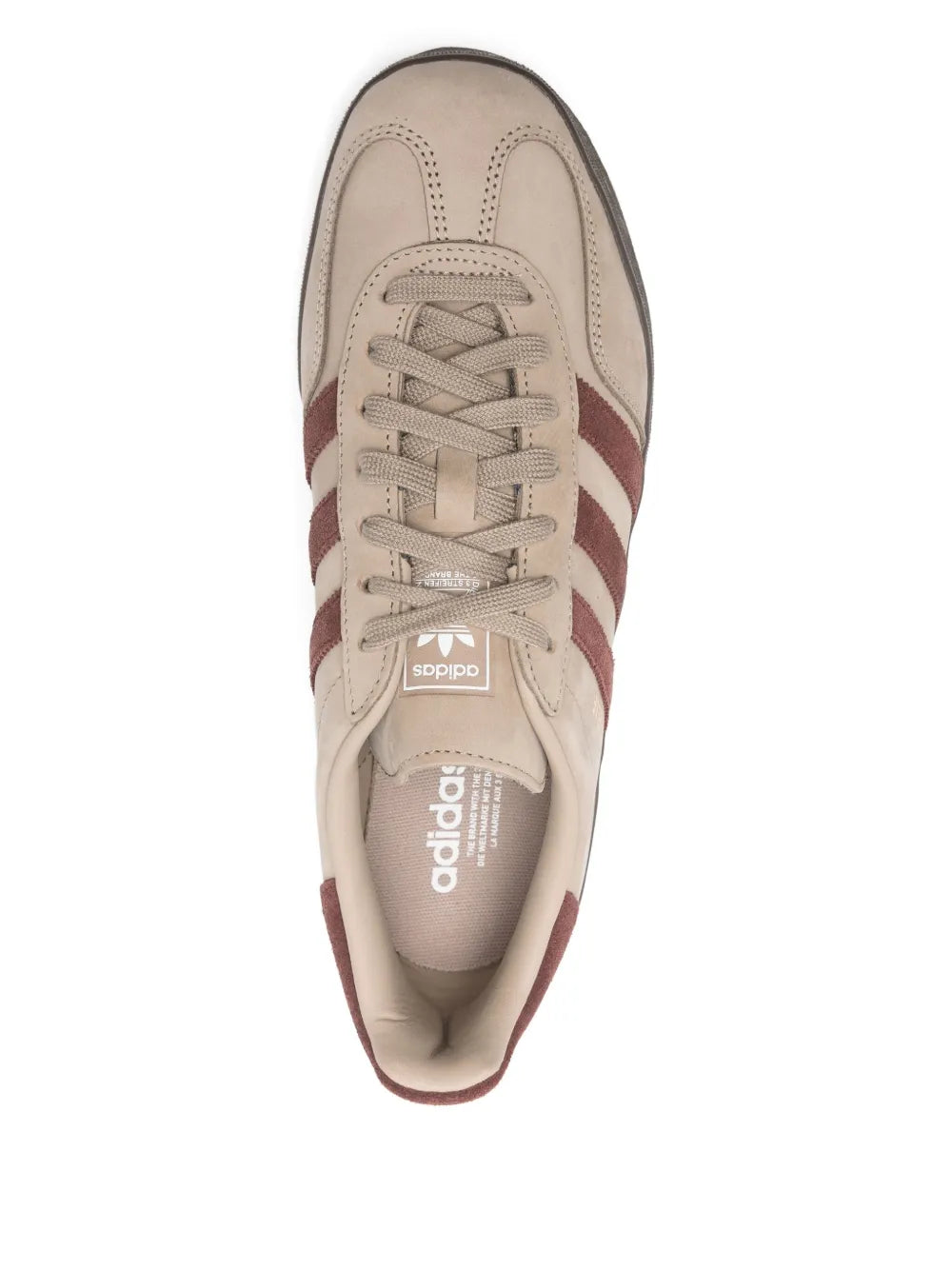 adidas Three-Stripe Gazelle Trainers — Beige/Brown — Size US M 9.5 - US W 11 — Top View