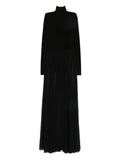 Norma Kamali Long Sleeve Pleated Dress — Black — Size XS — Front View