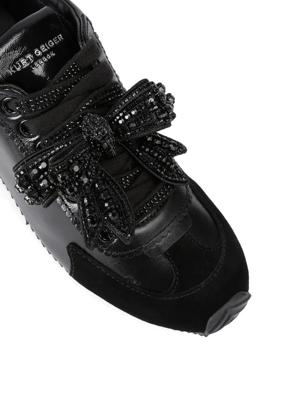 Kurt Geiger London Islington Bow Leather — Black — Size US M 3.5 - US W 5 — Top View