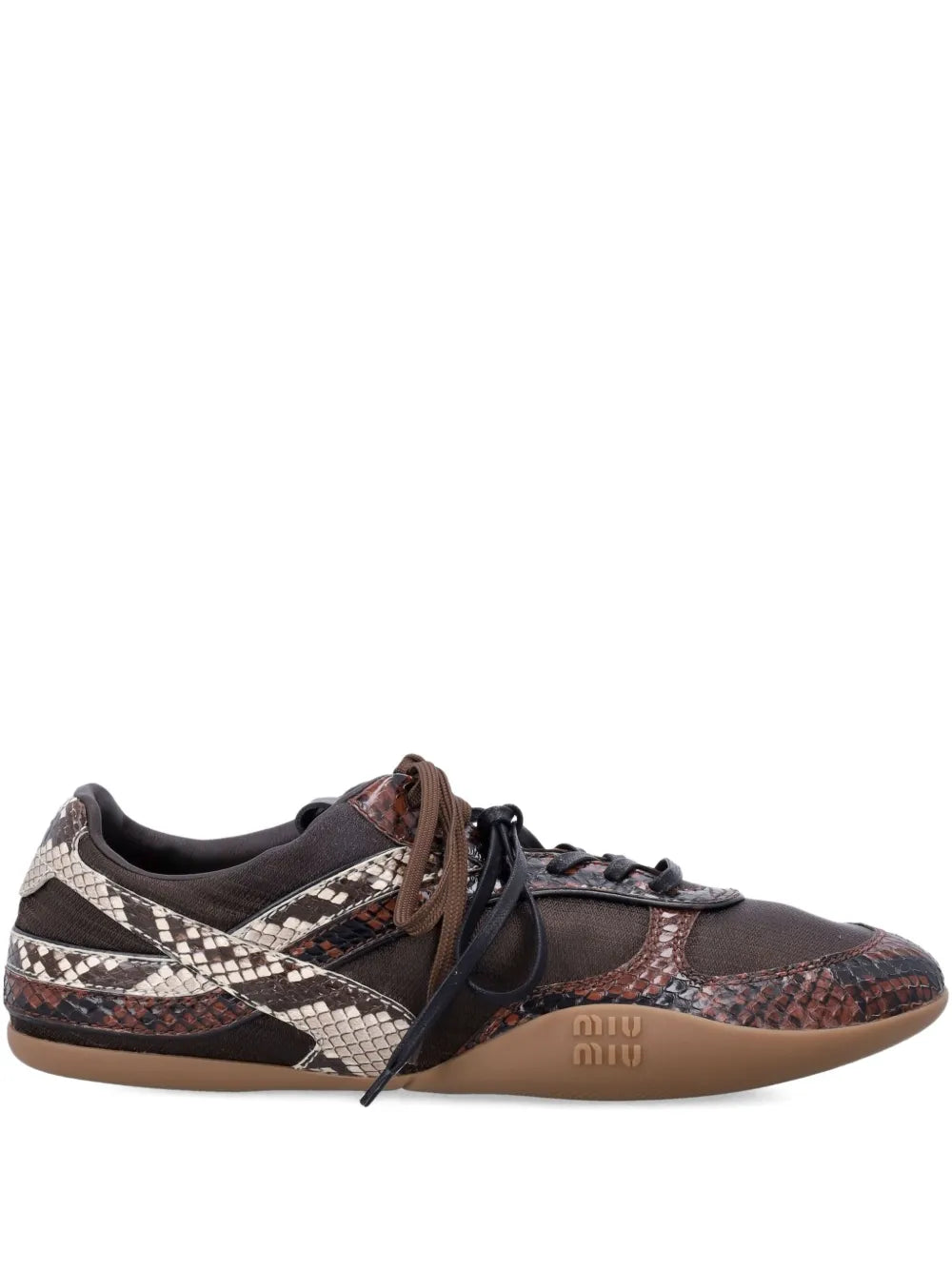 Miu Miu Snakeskin-Effect Leather — Brown — Size US M 3.5 - US W 5 — Front View