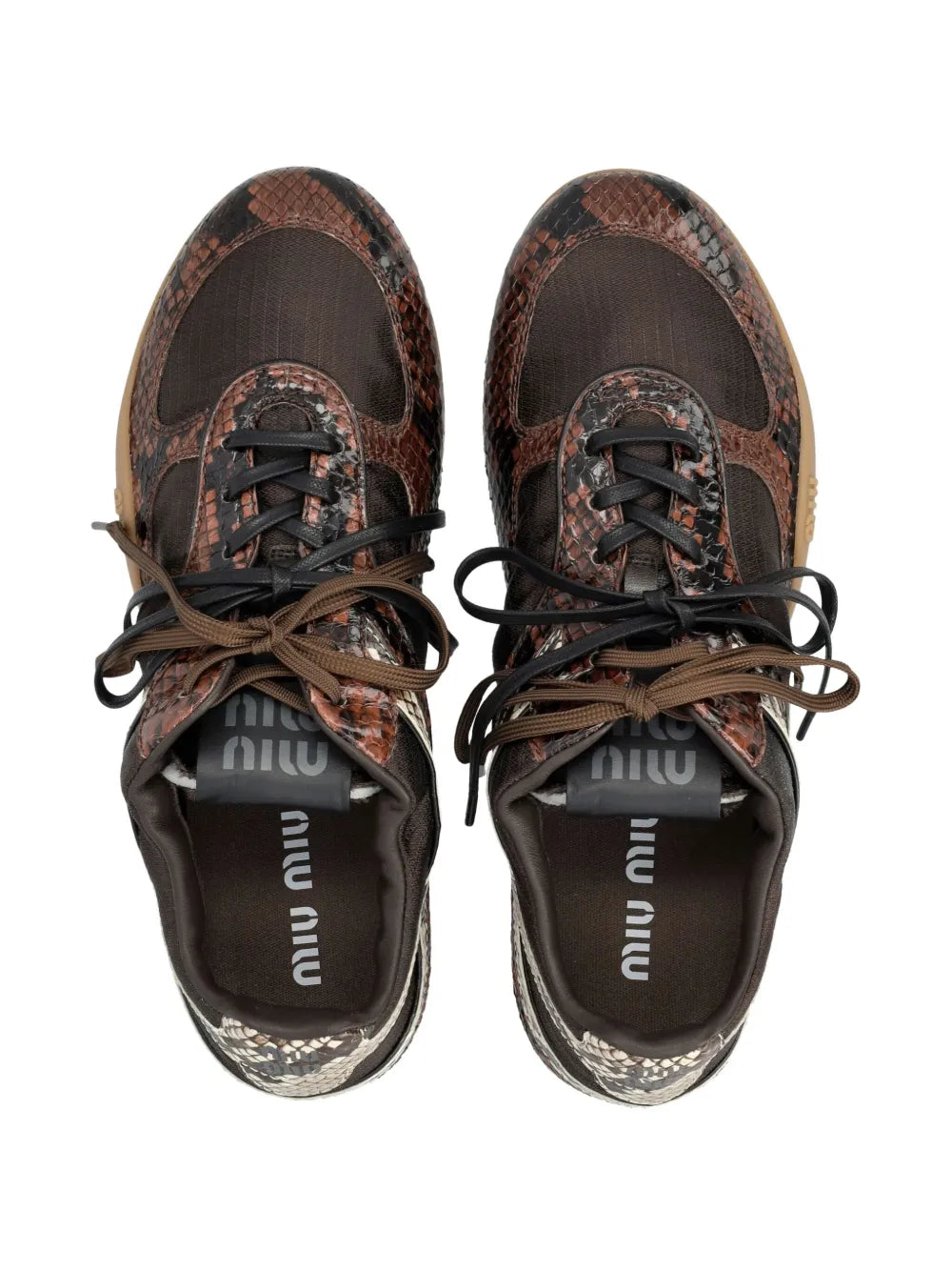 Miu Miu Snakeskin-Effect Leather — Brown — Size US M 3.5 - US W 5 — Back View