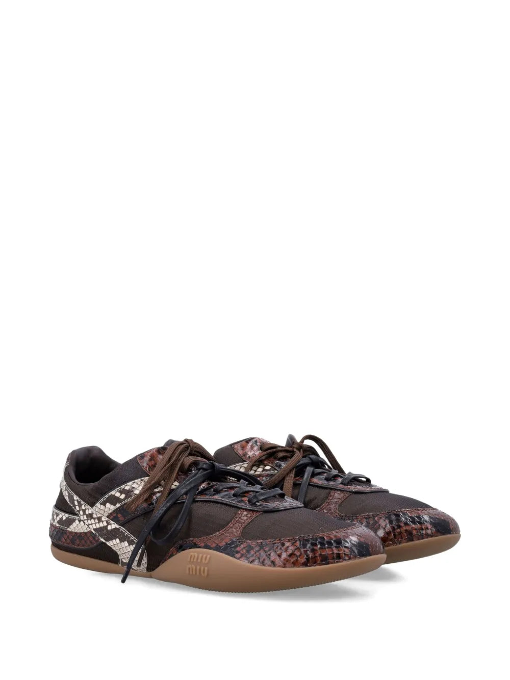 Miu Miu Snakeskin-Effect Leather — Brown — Size US M 3.5 - US W 5 — Side View