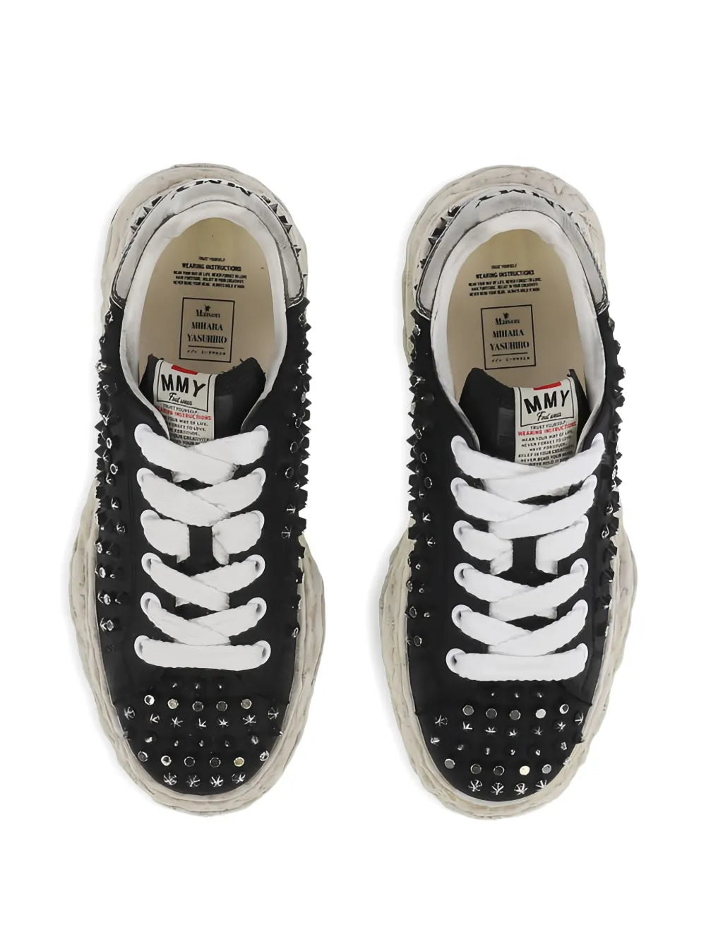 Maison MIHARA YASUHIRO Charles Studded — Black — Size US M 3.5 - US W 5 — Top View