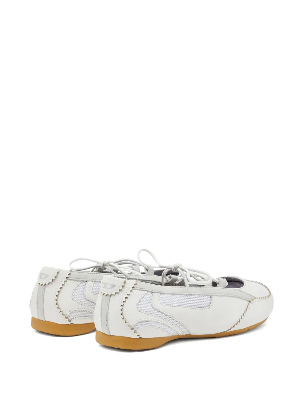 Diesel D-Mile Leather Flats — White — Size US M 3.5 - US W 5 — Back View