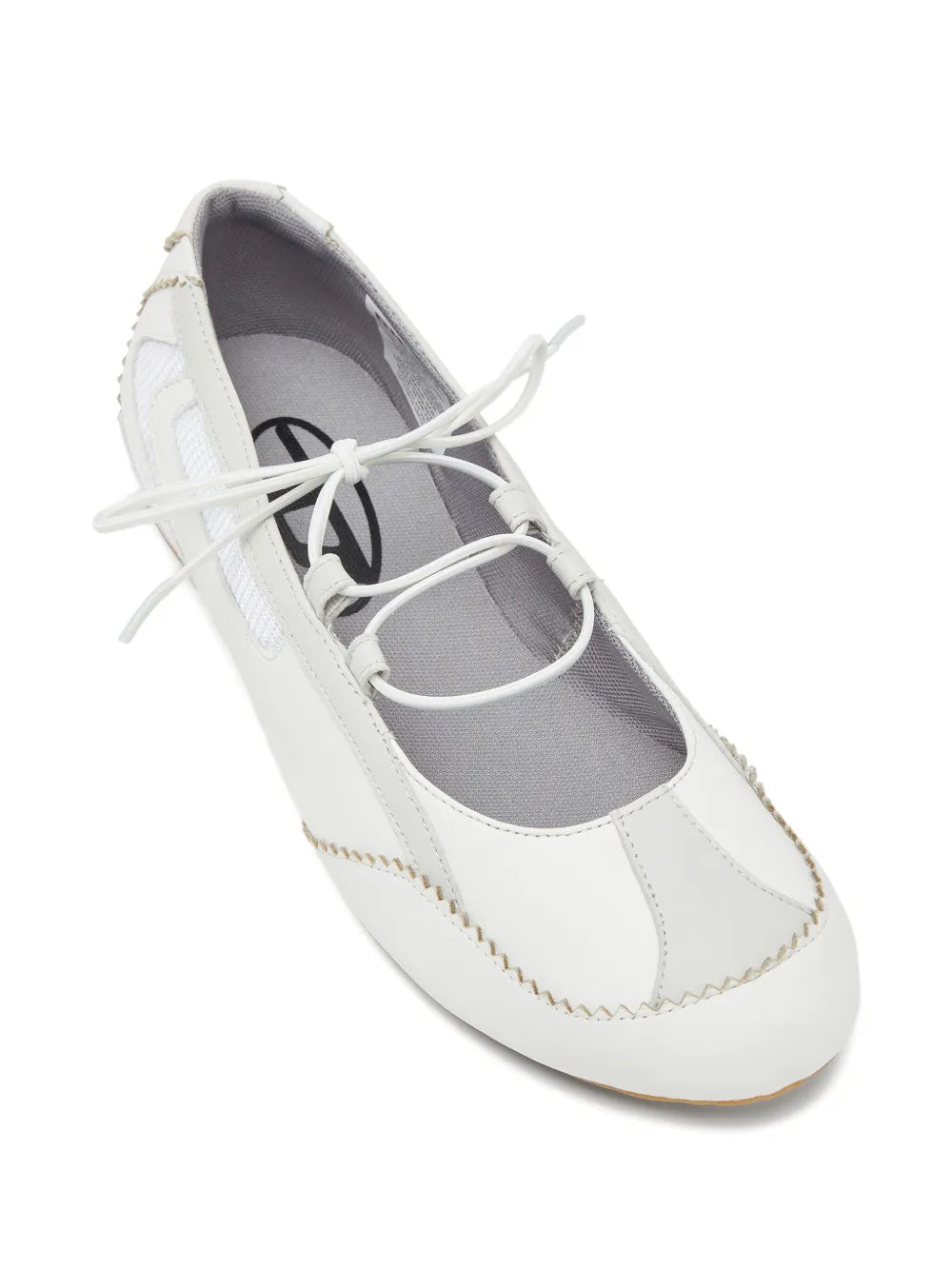Diesel D-Mile Leather Flats — White — Size US M 3.5 - US W 5 — Detail View
