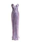 Maria Lucia Hohan Sara Metallic Effect Maxi Dress — Purple — Size XS — Front View