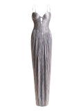 Maria Lucia Hohan Tonia Plisse Effect Maxi Dress — Blue — Size XS — Front View