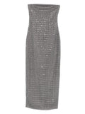 Rotate Birger Christensen Bead Embellishment Maxi Dress — Grey — Size XS — Front View