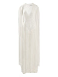 Ana Radu Sequin Embellished Maxi Dress — White — Size XS — Front View