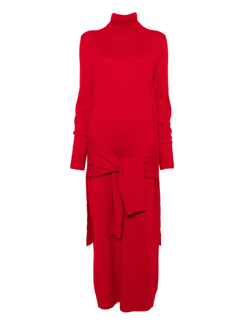 Toteme Knitted Turtleneck Maxi Dress — Red — Size S — Front View