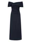 Rachel Gilbert Gale Off Shoulder Dress — Blue/ Navy — Size XS — Front View