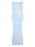 Pucci Marmo Print Tulle Maxi Dress — Blue — Size XS — Front View
