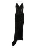 Philipp Plein Slit Open Back Maxi Dress — Black — Size XS — Front View