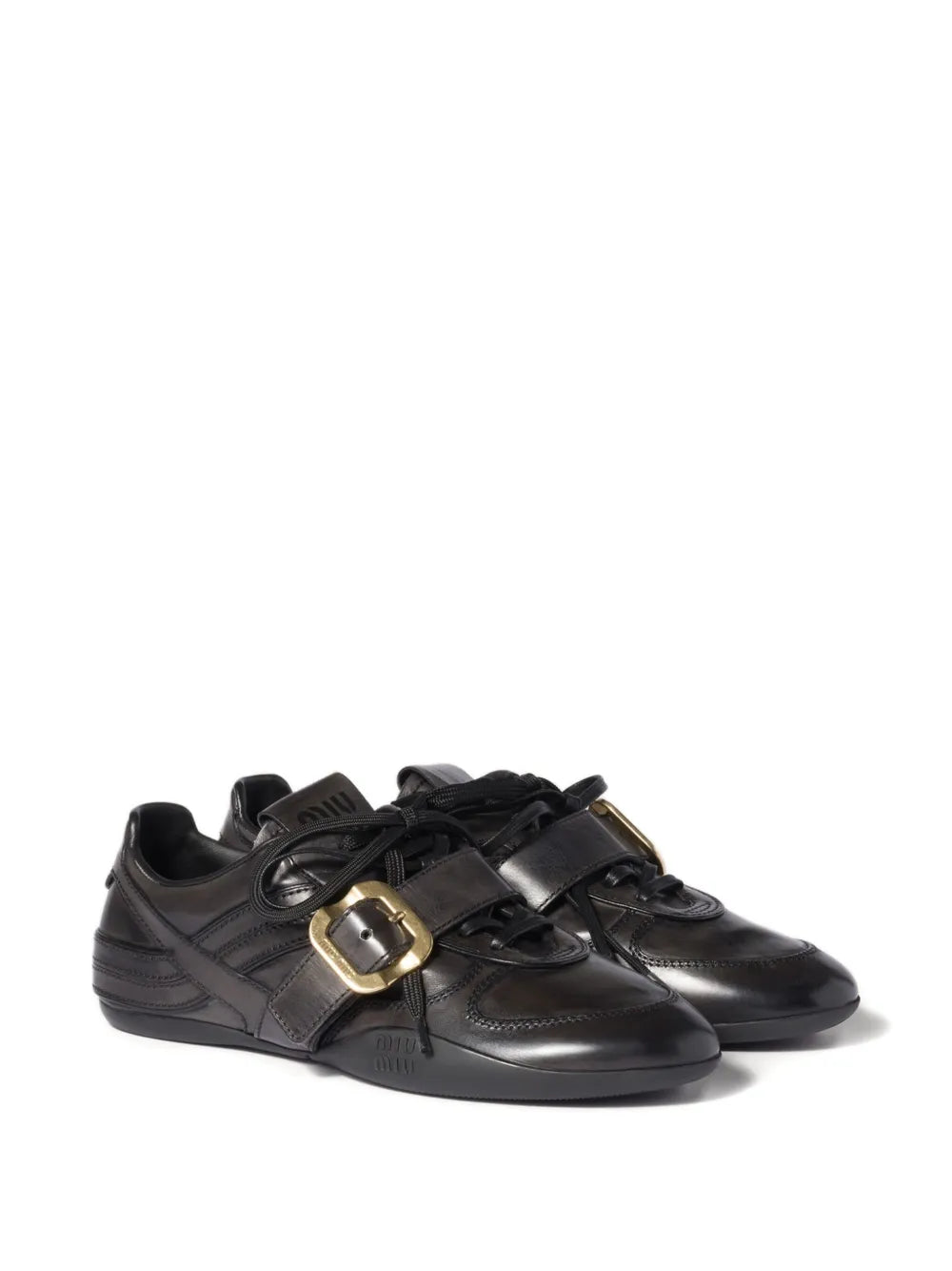 Miu Miu Buckle-Strap Leather — Black — Size US M 3.5 - US W 5 — Side View