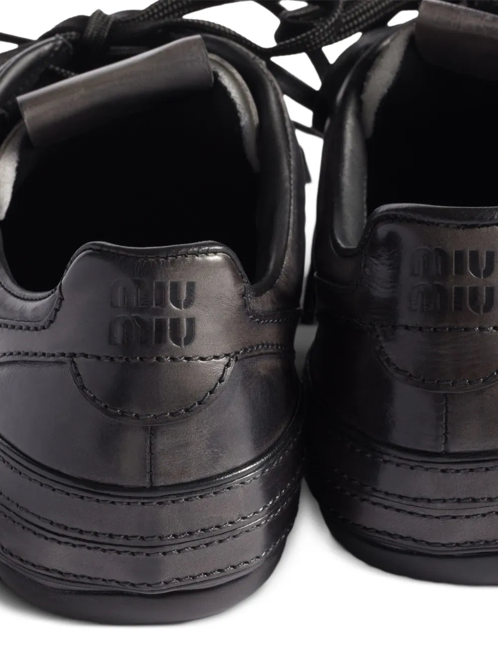 Miu Miu Buckle-Strap Leather — Black — Size US M 3.5 - US W 5 — Back View