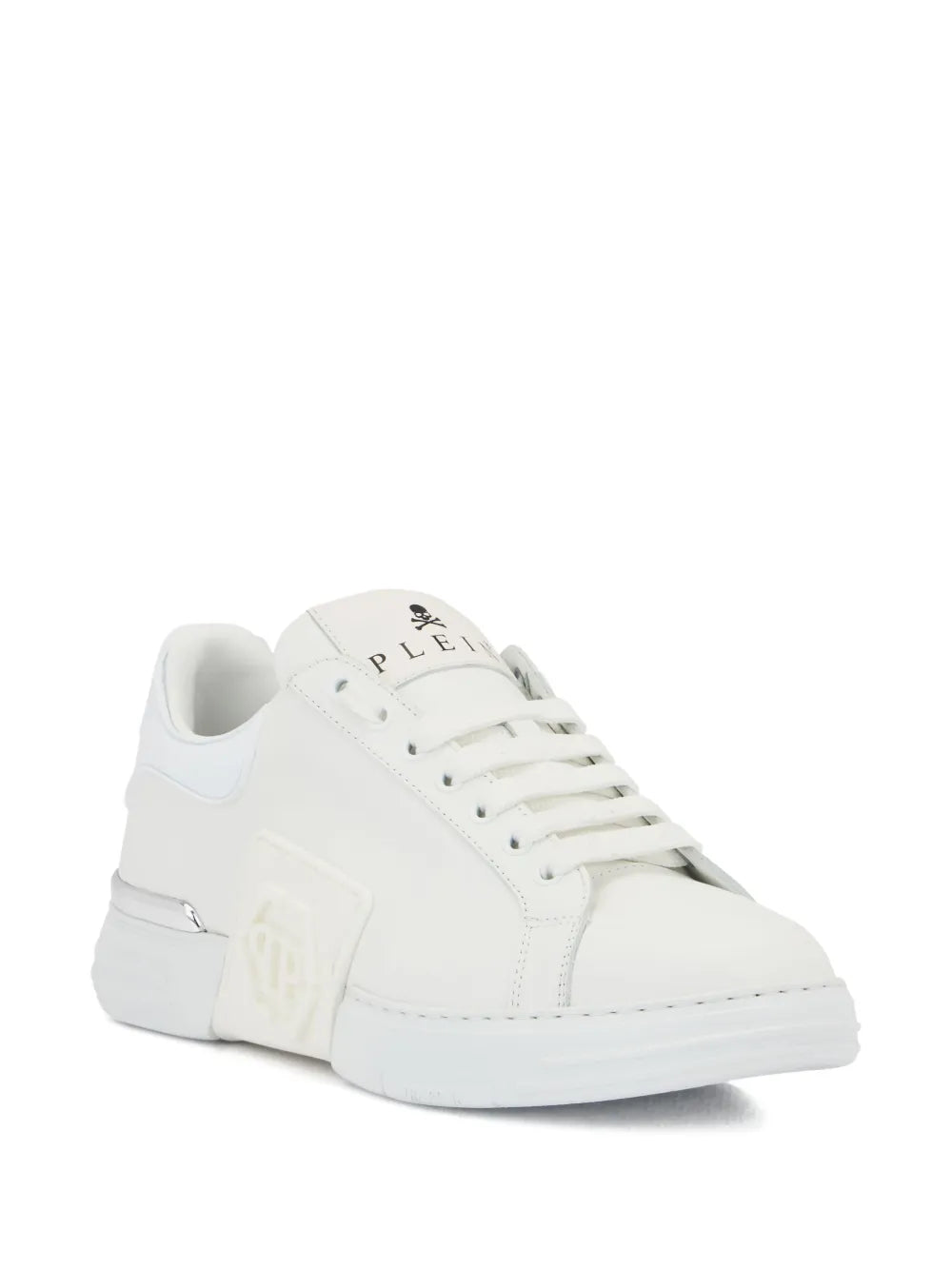 Philipp Plein Phantom Kick$ Logo-Plaque Low-Top — White — Size US M 3.5 - US W 5 — Side View