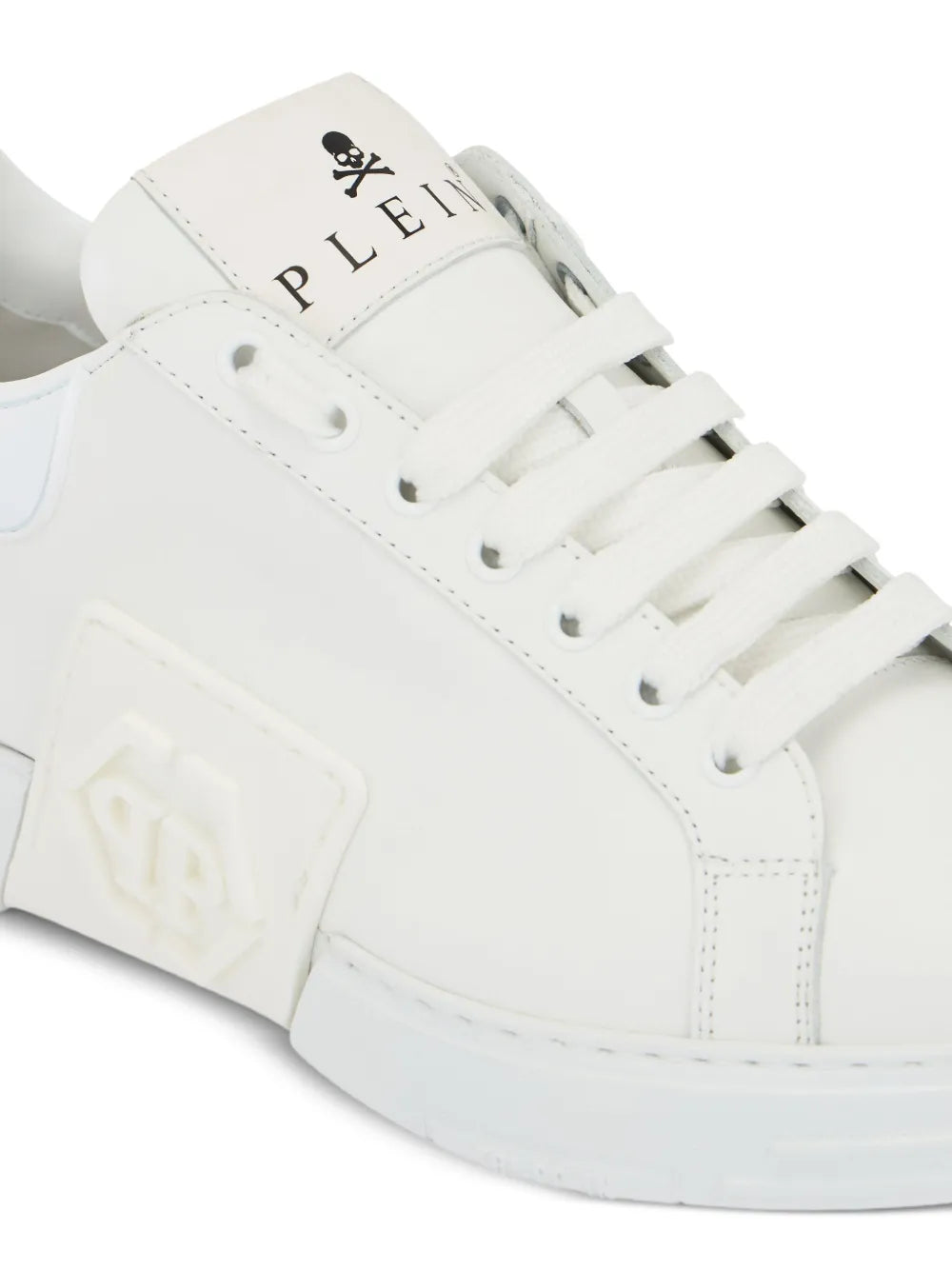Philipp Plein Phantom Kick$ Logo-Plaque Low-Top — White — Size US M 3.5 - US W 5 — Detail View