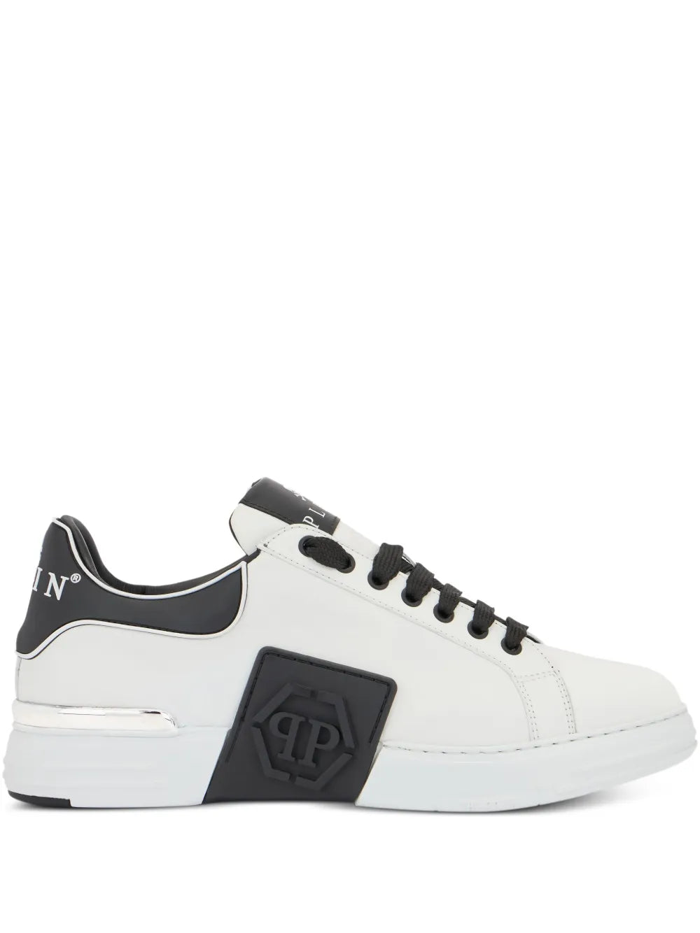 Philipp Plein Logo Plaque Low-Top Trainers — Black — Size US M 3.5 - US W 5 — Front View
