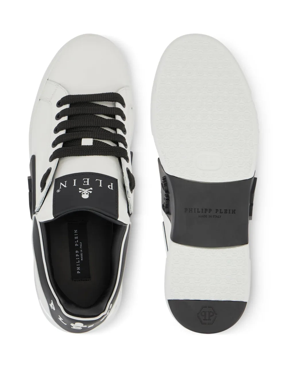 Philipp Plein Logo Plaque Low-Top Trainers — Black — Size US M 3.5 - US W 5 — Top View