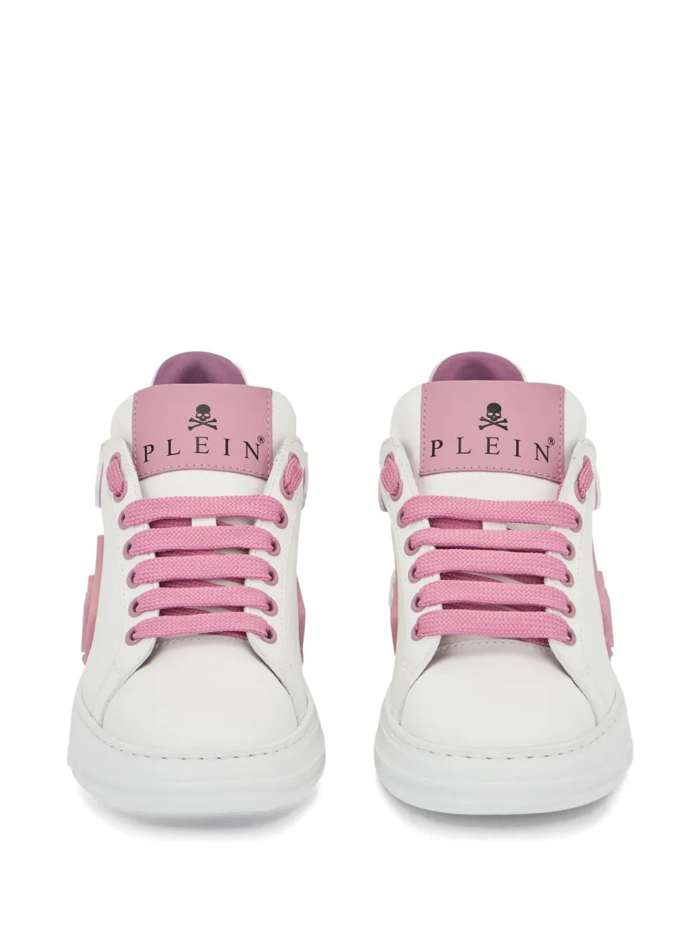 Philipp Plein Phantom Kick$ Logo-Plaque Low-Top — Pink — Size US M 3.5 - US W 5 — Back View