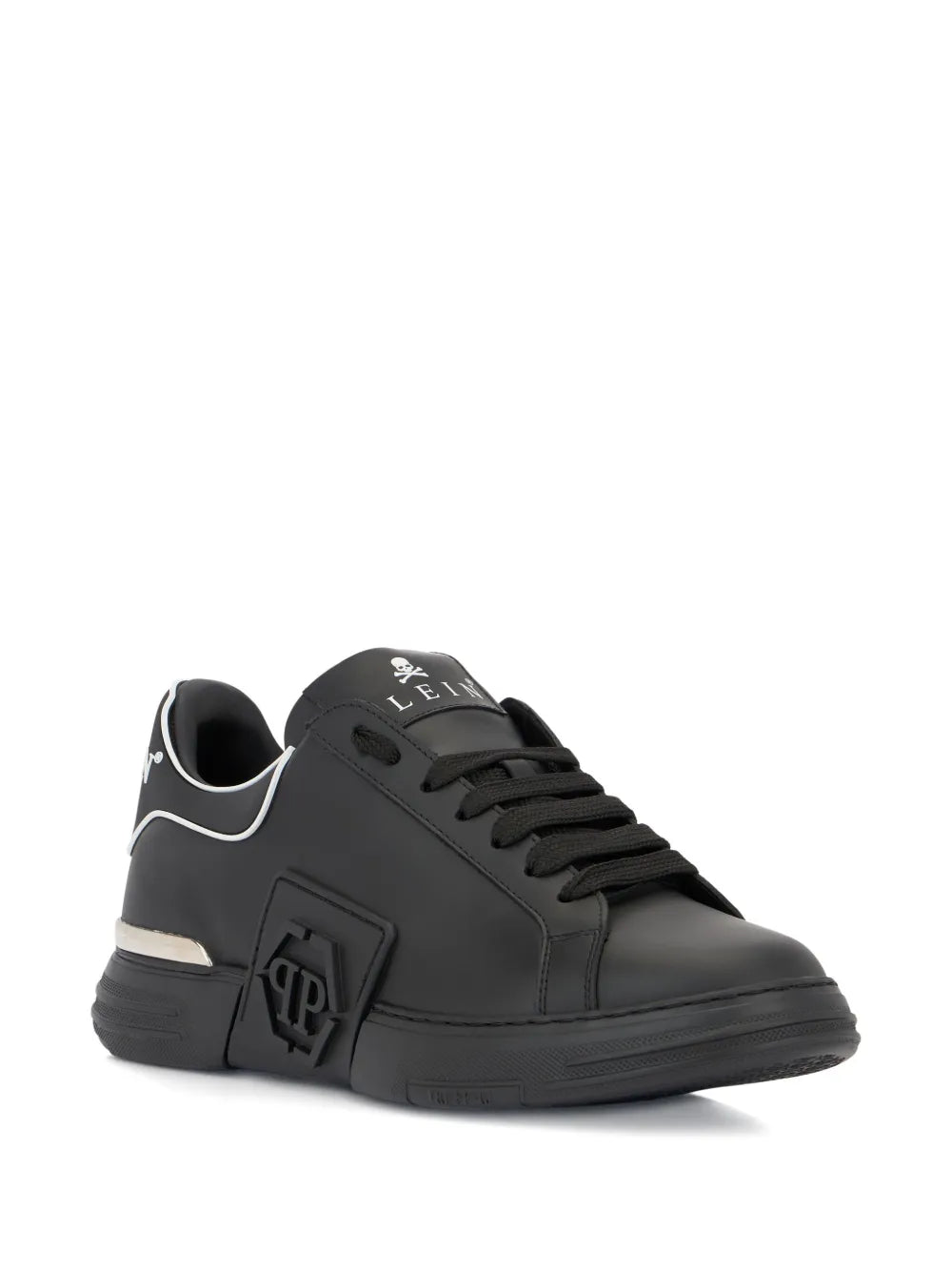 Philipp Plein Phantom Kick$ Logo Low-Top — Black — Size US M 3.5 - US W 5 — Side View