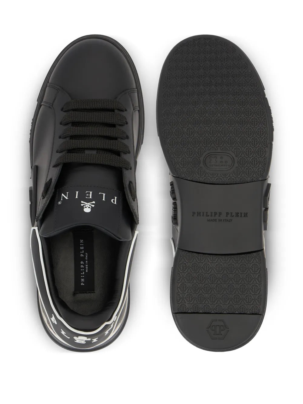 Philipp Plein Phantom Kick$ Logo Low-Top — Black — Size US M 3.5 - US W 5 — Top View