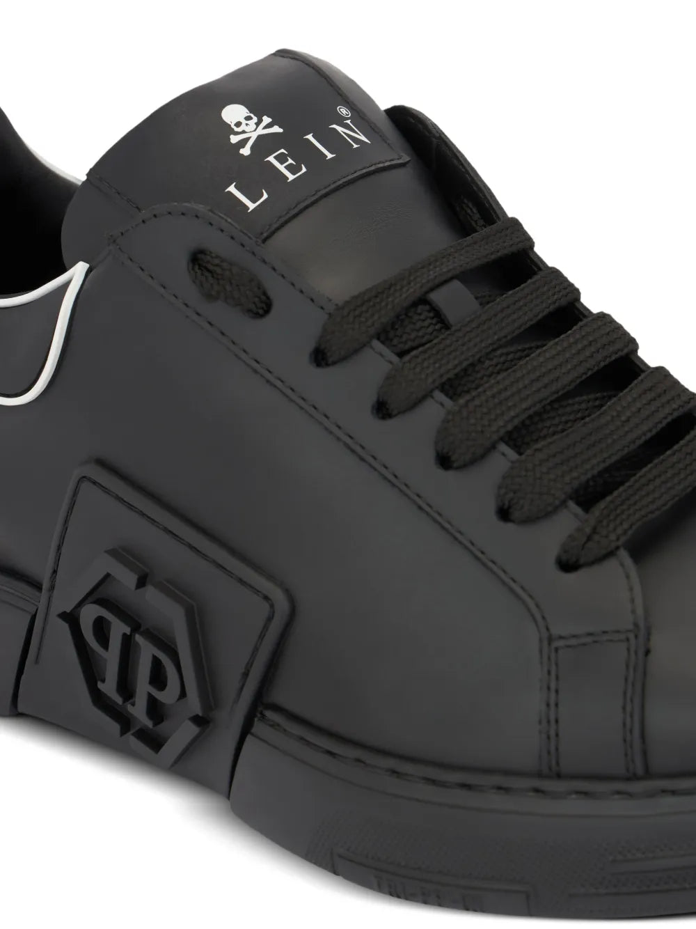 Philipp Plein Phantom Kick$ Logo Low-Top — Black — Size US M 3.5 - US W 5 — Detail View