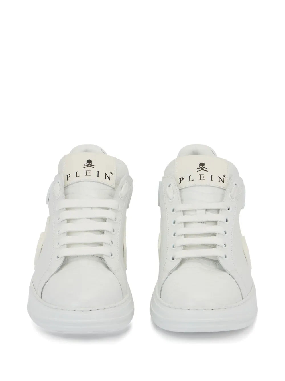 Philipp Plein Phantom Kick$ Logo-Embossed Low-Top — White — Size US M 3.5 - US W 5 — Back View