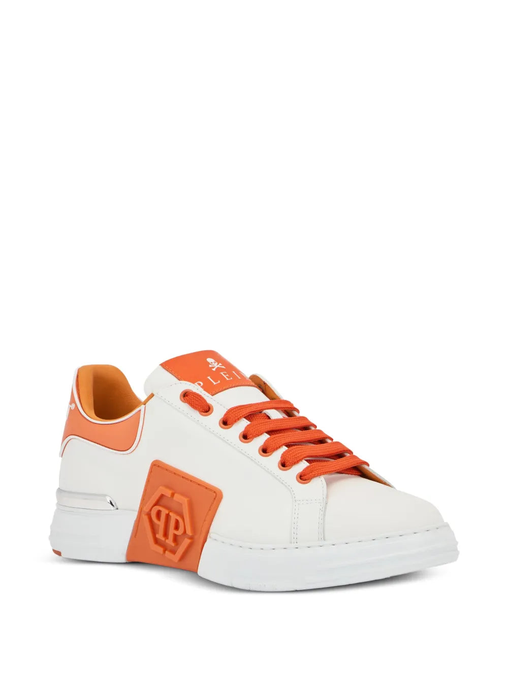 Philipp Plein Phantom Kick$ Logo-Plaque Low-Top — White — Size US M 3.5 - US W 5 — Side View