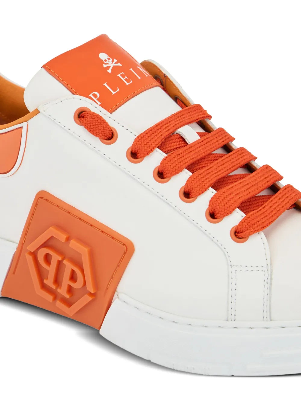 Philipp Plein Phantom Kick$ Logo-Plaque Low-Top — White — Size US M 3.5 - US W 5 — Detail View