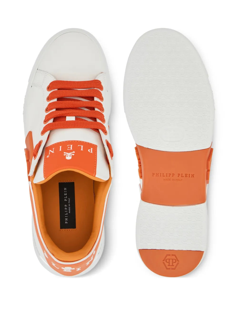 Philipp Plein Phantom Kick$ Logo-Plaque Low-Top — White — Size US M 3.5 - US W 5 — Top View
