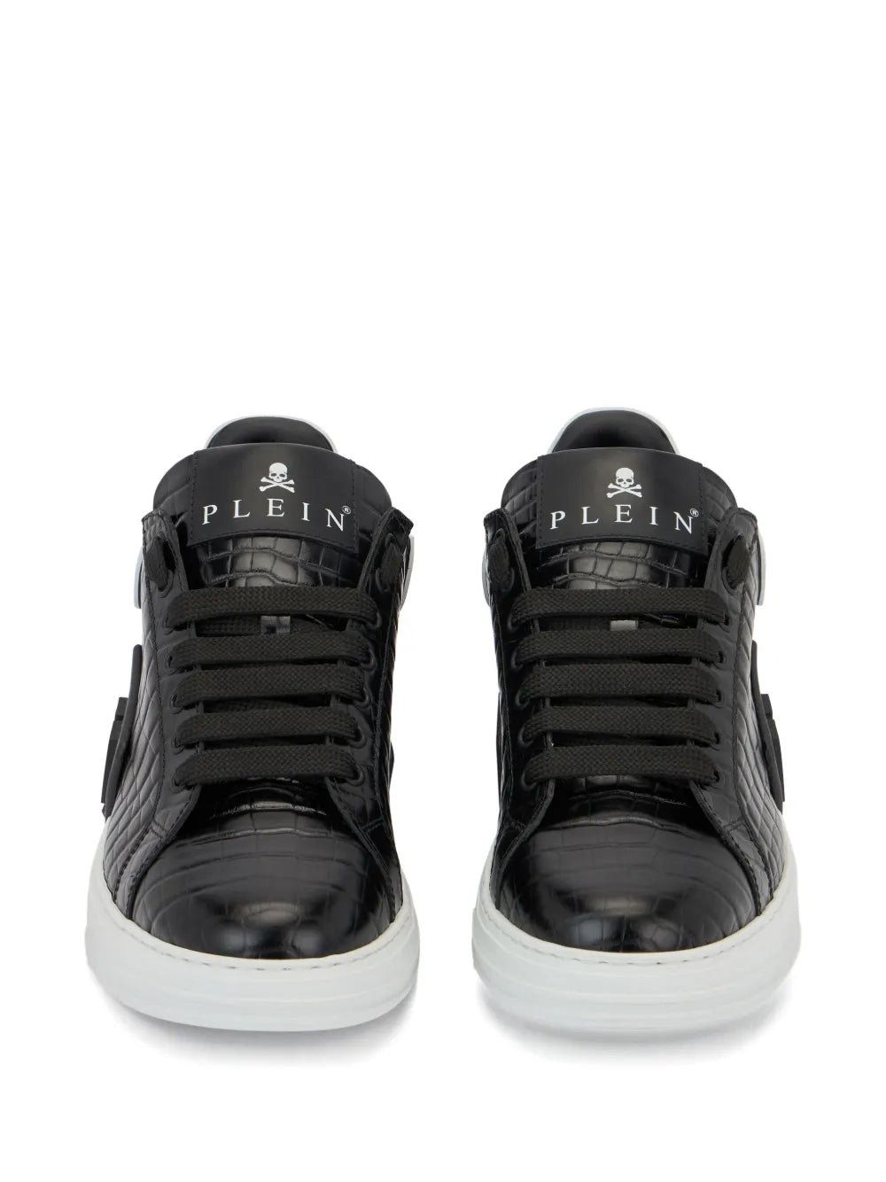Philipp Plein Phantom Kick$ Cocco Embossed Low-Top — Black — Size US M 3.5 - US W 5 — Back View