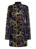 Etro Paisley Embroidered Mini Dress — Black/ Red — Size XS — Front View