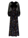 Etro Wide Puff Sleeves Maxi Dress — Black — Size XS — Front View